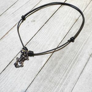 Skeleton Stainless Steel Adjustable Leather Necklace